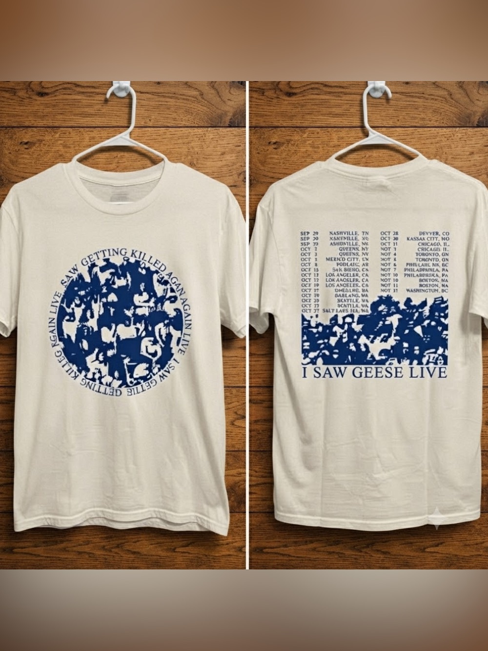 I Saw Geese Live Tour Dates Vintage White T-Shirt